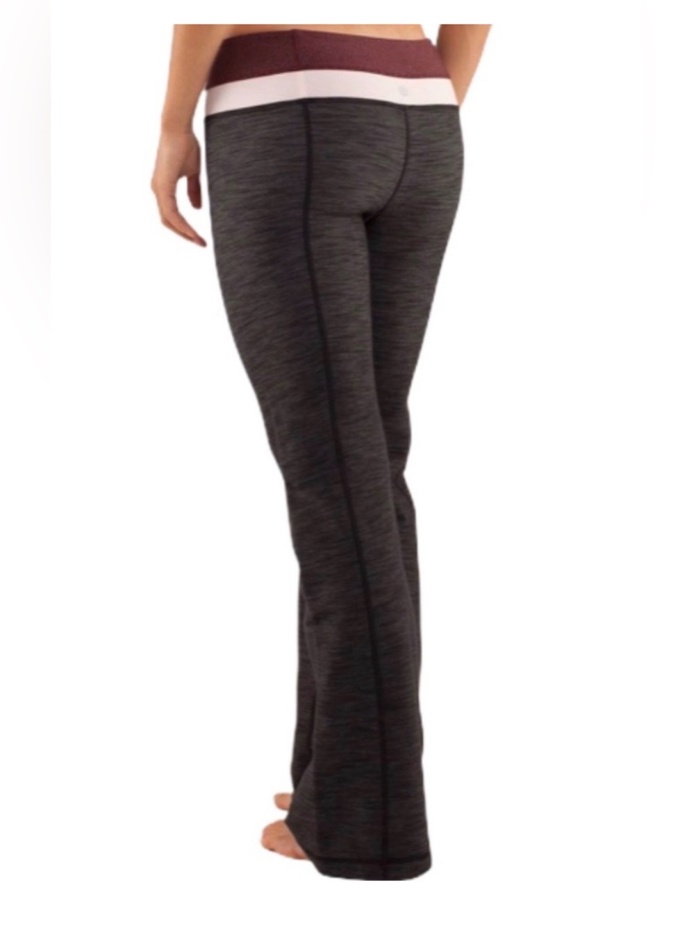 Lululemon Groove Flare Yoga Pants Burgundy & Grey w/ Stripes 4 S